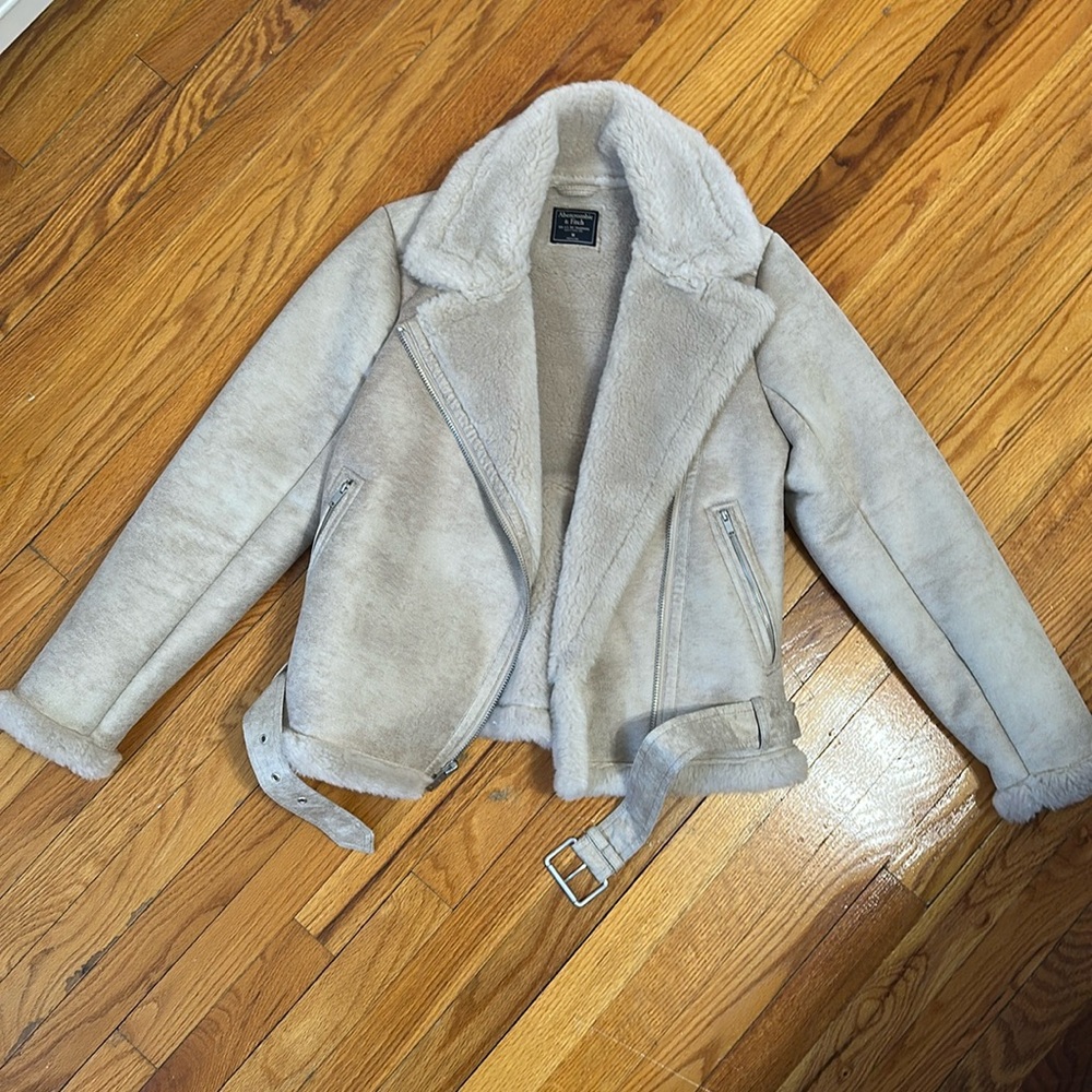 Abercrombie faux suede moto coat